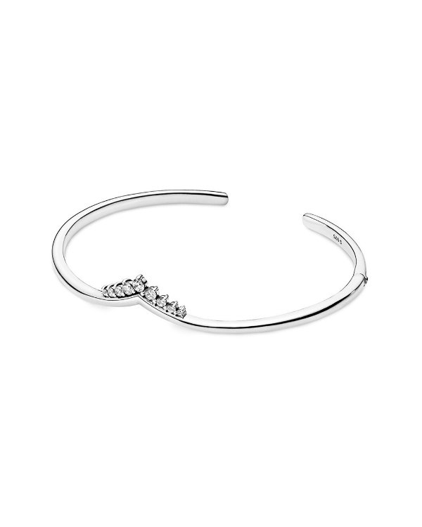 Silver CZ Tiara Bangle Bracelet