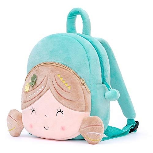 Kids Backpacks for Girls Backpack Plush Bags for Toddler Baby Double Layer Napkins Snack Bag Green 9 Inches