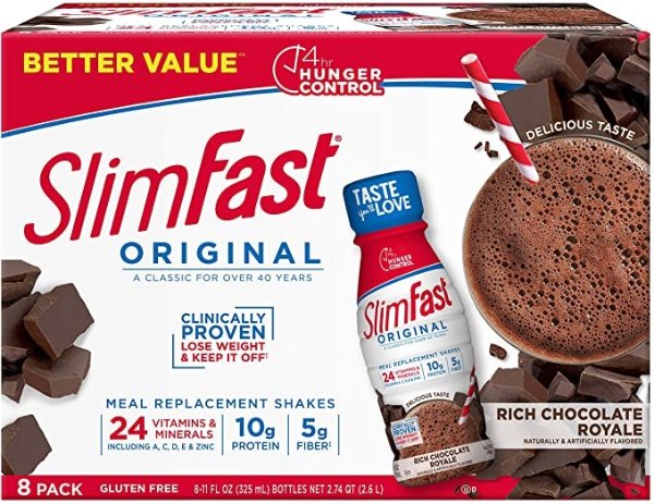 SlimFast 巧克力原味代餐奶昔 11 oz 8瓶 
