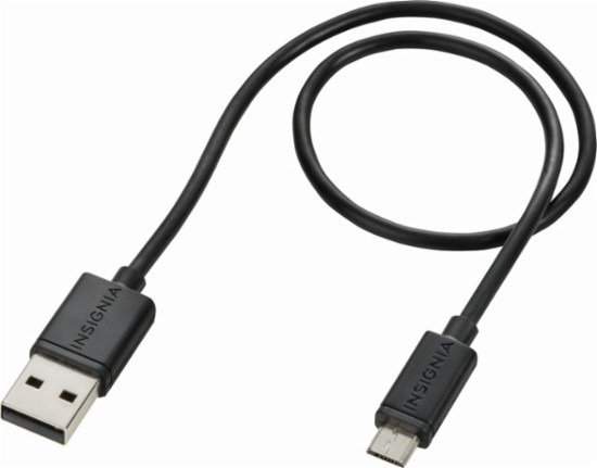 1' Short Micro USB Charge and Sync Cable - Black