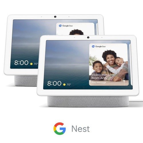 Nest Hub Max with Built-in Google Assistant - Chalk (GA00426-US) 2-Pack Bundle