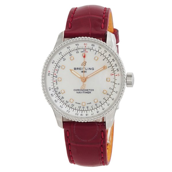 Navitimer Automatic Chronometer Diamond White Mother of Pearl Dial Ladies Watch A17395211A1P6