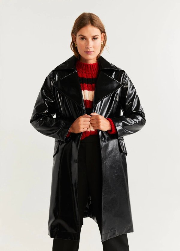 Buttoned patent finish trench - Women | OUTLET USA