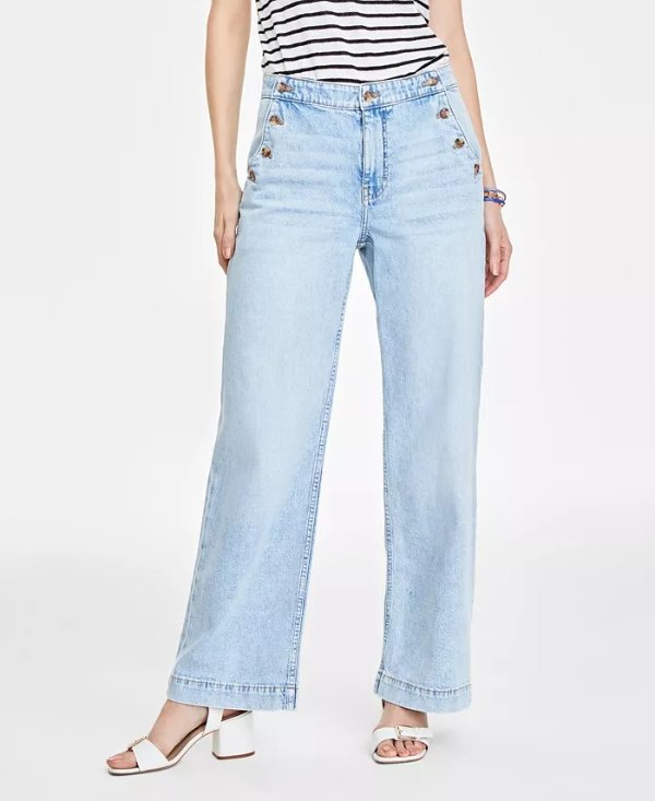 Women's Sailor High-Rise Wide-Leg Jeans, Created for Macy's
