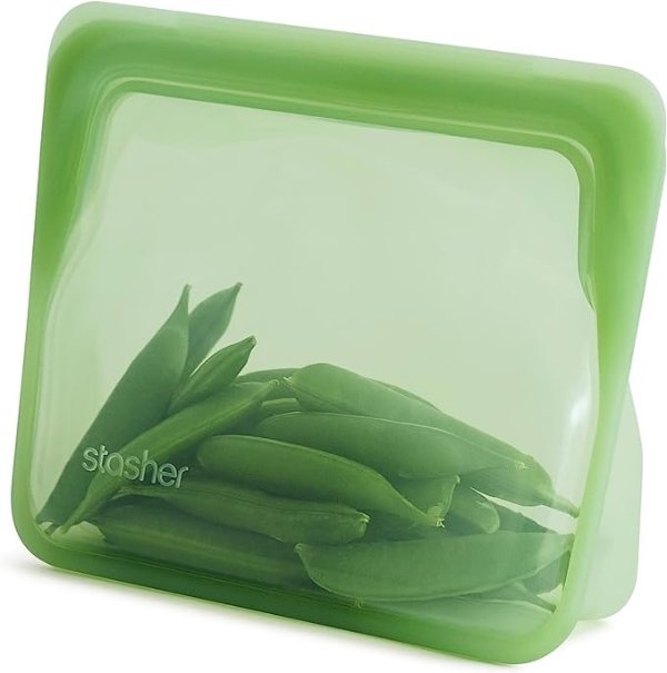 Platinum Silicone Food Grade Reusable Storage Bag, Green (Stand-Up Mini) | Reduce Single-Use Plastic | Cook, Store, Sous Vide, or Freeze | Leakproof, Dishwasher-Safe, Eco-friendly | 28 Oz