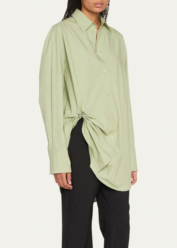 Long-Sleeve Roll Shirt with Detachable Ring