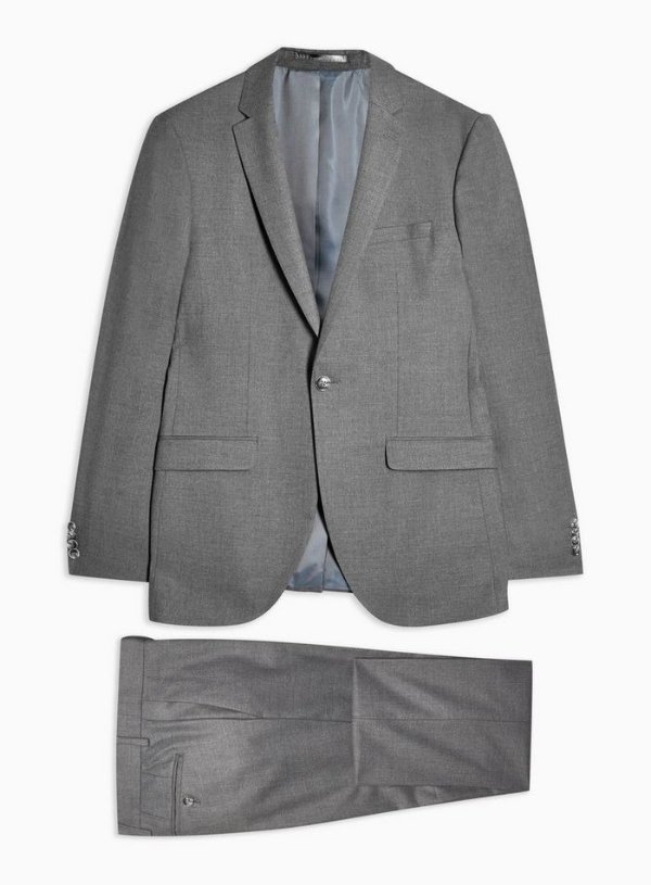 2 Piece Grey Super Skinny Fit Suit With Notch Lapels