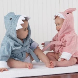 Baby Aspen Baby "Let the Fin Begin" Blue Terry Shark Robe, Blue, 0-9 month