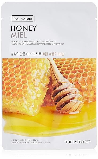 THE FACE SHOP Real Nature Face Mask | Contains Honey That Provides Extra Glow & Helps Regain Skin’s Radiance & Moisture | K Beauty Facial Skincare for Oily & Dry Skin | Honey,K-Beauty