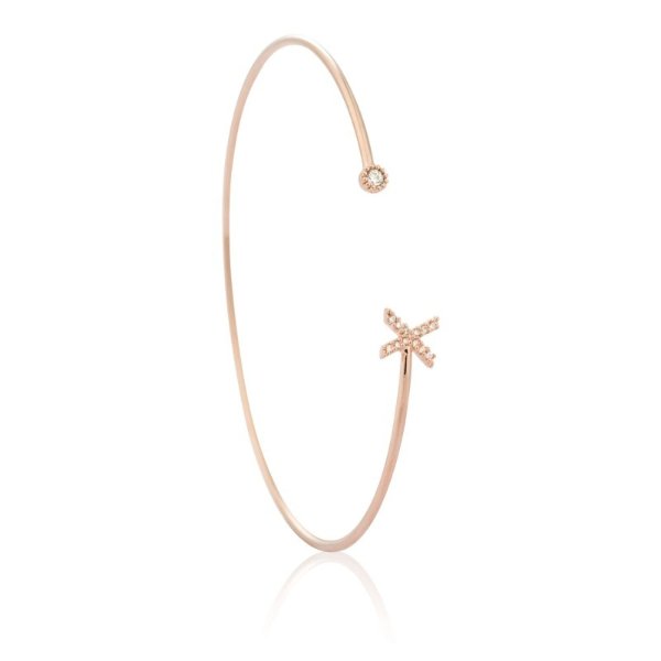 Initial 'X' bangle in rose gold