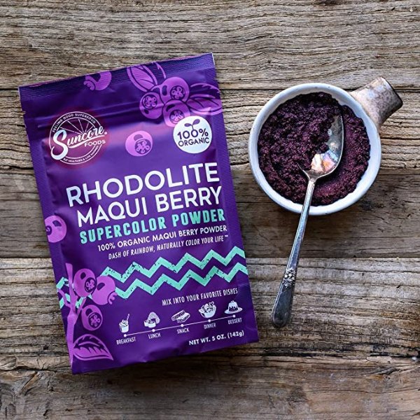 Foods – Organic Rhodolite Maqui Berry Supercolor Powder, 5oz – Natural Maqui Berry Food Coloring Powder, Plant Based, Vegan, Gluten Free, Non-GMO