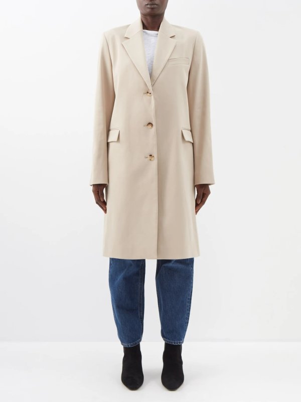 Tailored cotton-gabardine coat