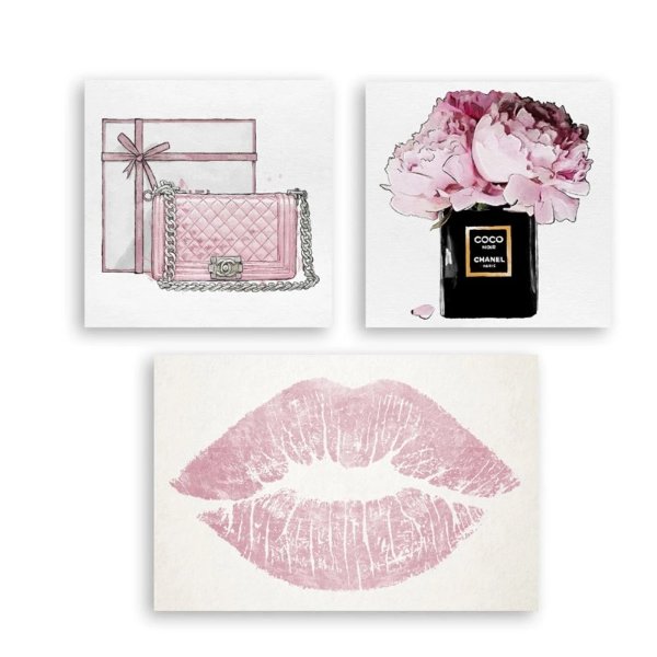 Pink Fashion Canvas Art - Set of 3