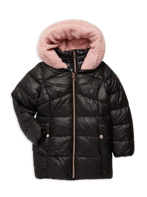 Girl’s Faux Sherpa Puffer Coat