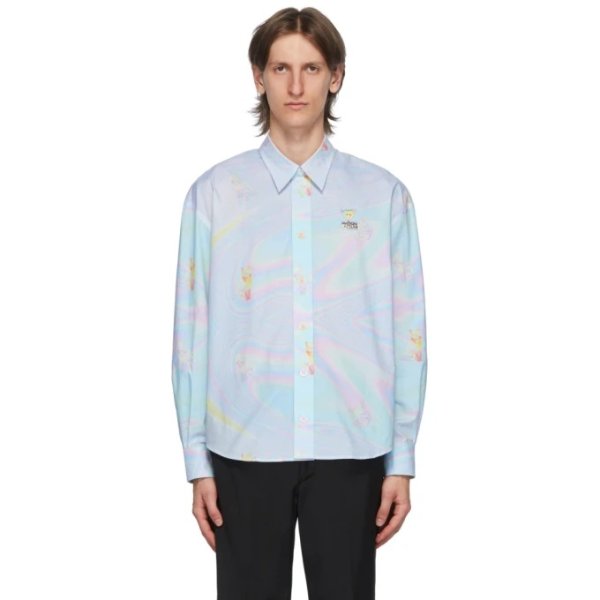 Multicolor Hologram Fox Print Casual Shirt