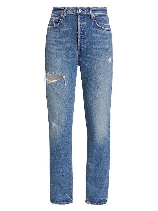 Sabine High-Rise Distressed Straight Jeans
