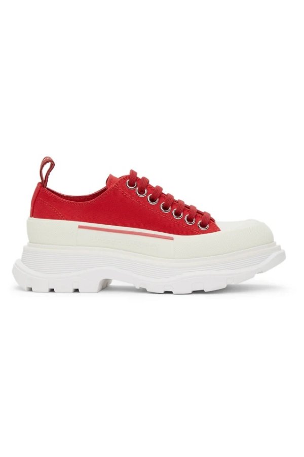 Red Tread Slick Platform Low Sneakers