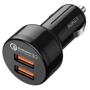 Fast Car Charger, AUKEY 36W Dual Port Quick Charge 3.0