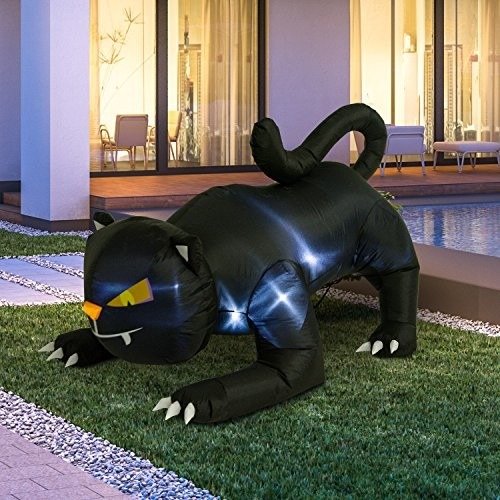 6' Giant Creeping Black Cat Halloween LED Outdoor Inflatable Yard Decoration - Contemporary - Outdoor Holiday Decorations - by Aosom