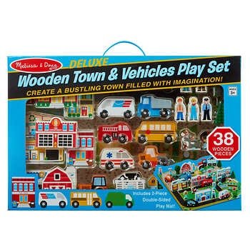 & Doug Deluxe Wooden Town and Vehicle Playset