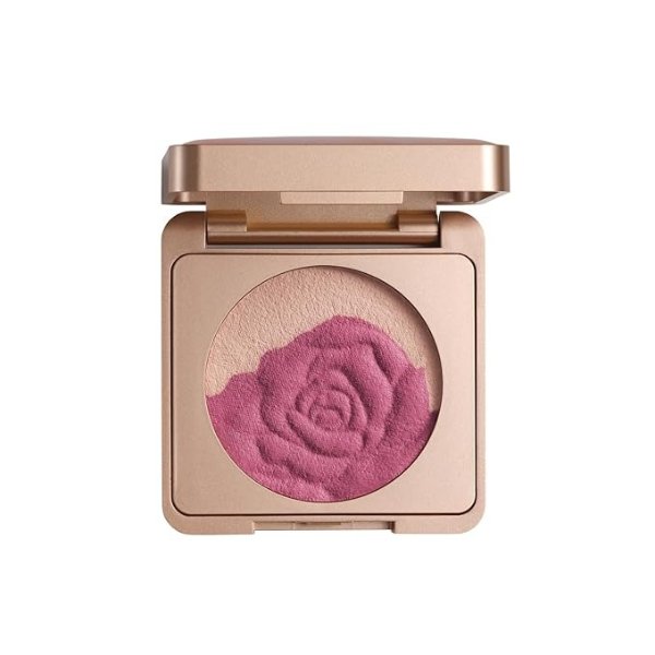 Cream-to-Powder Blush for Eyes Cheeks, Floral Dew Care Lightweight Smooth Blendable Long-lasting Blush (08 Moonlight Rose)