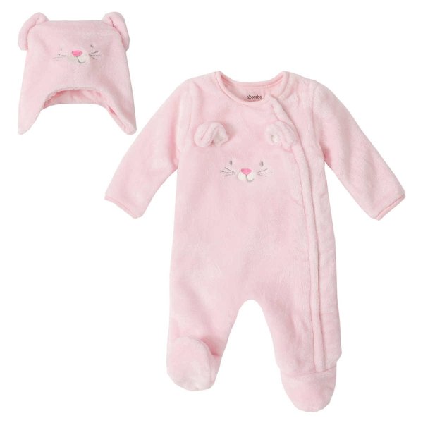 Infant Sherpa Footie Sleeper with Hat, Pink