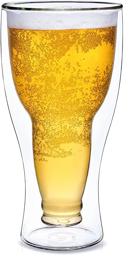 Glassware Beer Glass, Insulating Double Walled Glass, 13.5-Ounce
