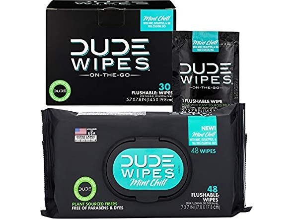 Wipes Flushable Wipes with On-The-Go Flushable Wipes - 48 Dispenser Wipes + 30 Individually Wrapped Wipes