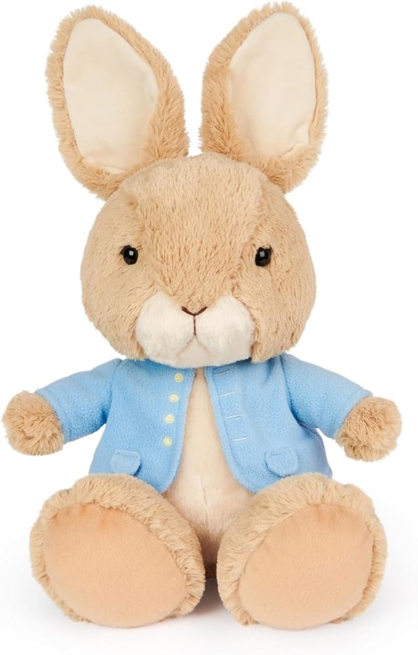 Beatrix Potter Peter Rabbit with Large Feet Plush, Bunny Stuffed Animal for Ages 1 and Up, Brown/Blue, 11”