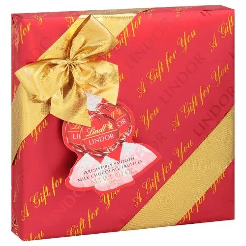 Lindt LINDOR Holiday Milk Chocolate Candy Truffles Wrapped Gift Box (10.1 oz)