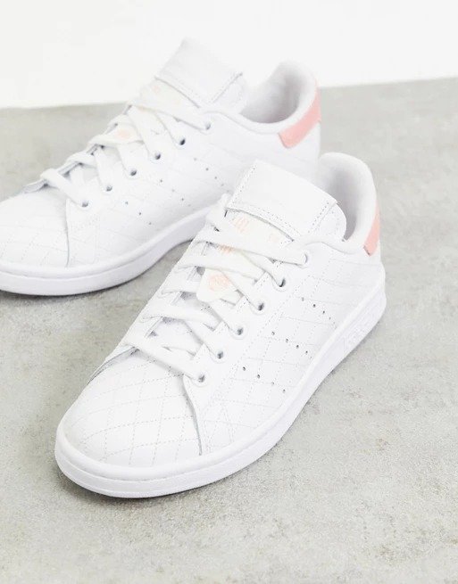 quilted Stan Smith sneakers in white and pink | ASOS