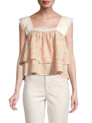 ​​Floral Tiered Eyelet Top