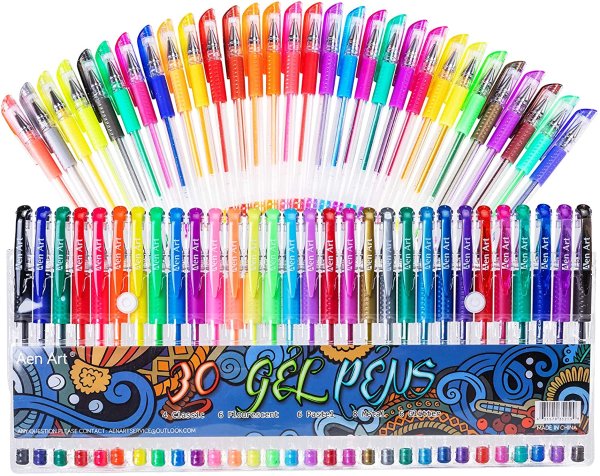 Aen Art Gel Pens for Adult Coloring Books, 30 Colors