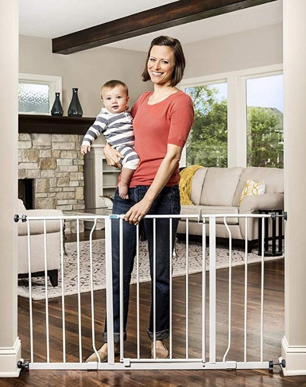 Easy Open 47-Inch Super Wide Walk Thru Baby Gate, Bonus Kit, Includes 4-Inch and 12-Inch Extension Kit, 4 Pack Pressure Mount Kit and 4 Wall Cups and Mounting Kit , 11 Count (Pack of 1)