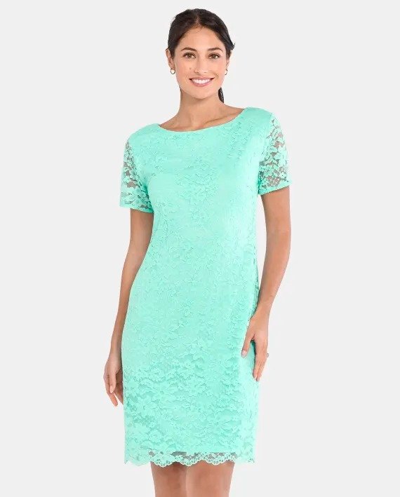 Womens Mommy And Me Short Flutter Sleeve Lace Woven Dress | The Children's Place - MELLOW AQUA
