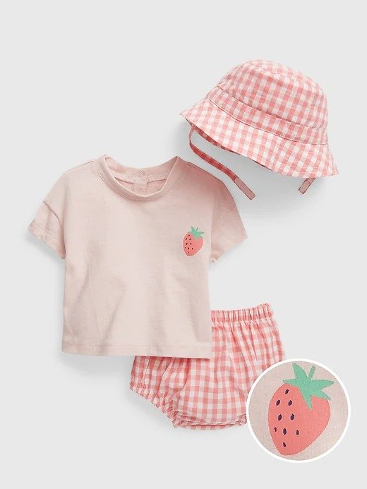 Baby Gingham Three-Piece Outfit Set