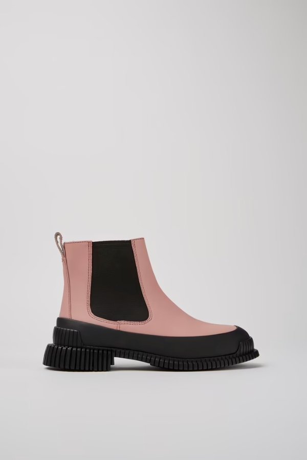 Pix Pink and black leather Chelsea boots for women
