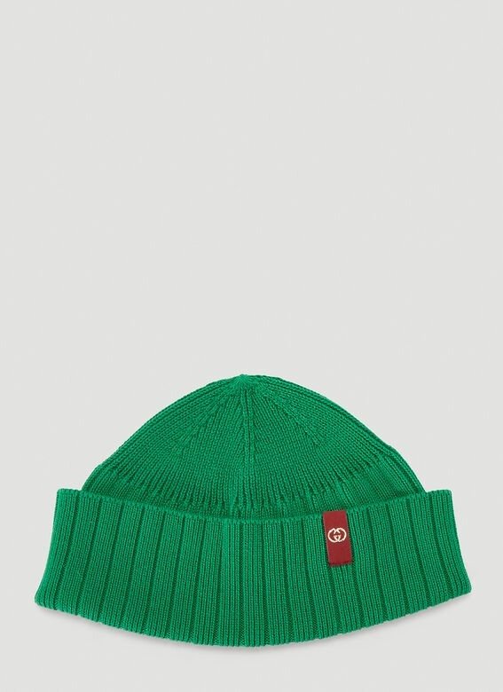 Fine-Knit Beanie Hat in Green
