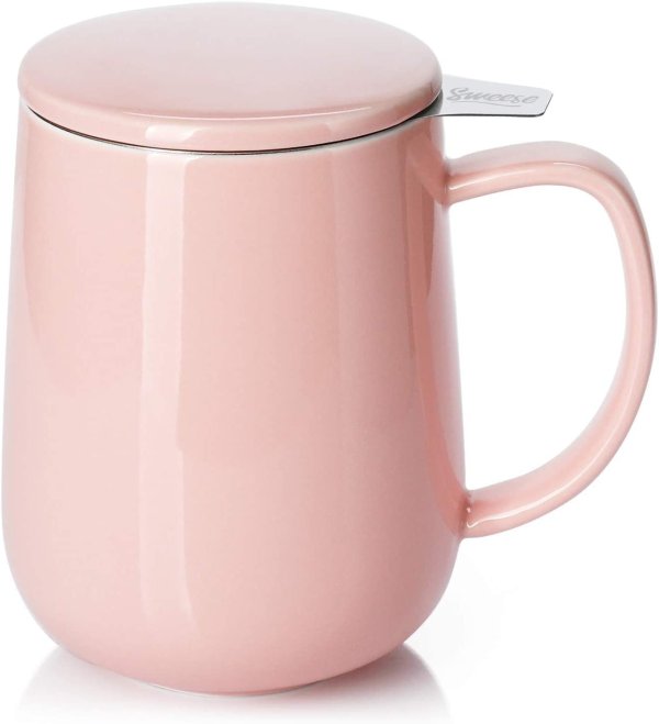Porcelain Tea Mug with Infuser and Lid, 20 OZ