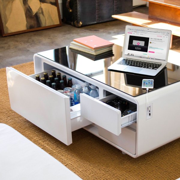 Smart Coffee Table with Refrigerator Drawer