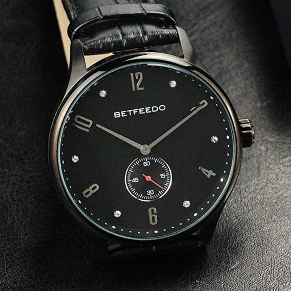 Betfeedo Men's Leather and Steel Quartz Wrist Watch