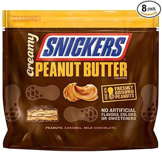 CreamyPeanut Butter Fun Size Square Candy Bars, 7.7-Ounce Stand Up Bag (Pack of 8)