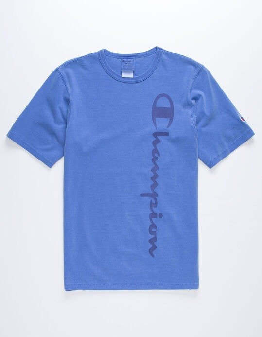 Garment Dyed Gel Logo Blue Mens T-Shirt