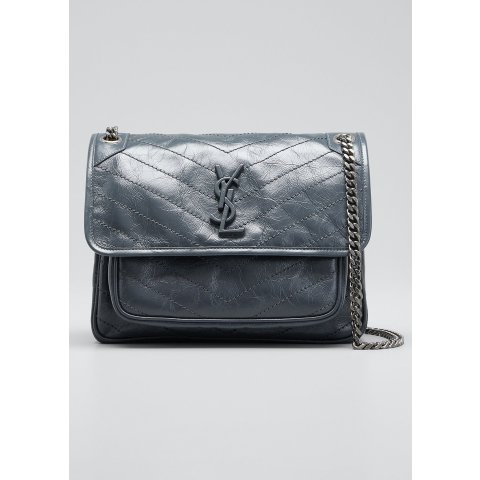 Saint LaurentNiki Medium Monogram YSL Shiny Waxy Quilted Shoulder Bag