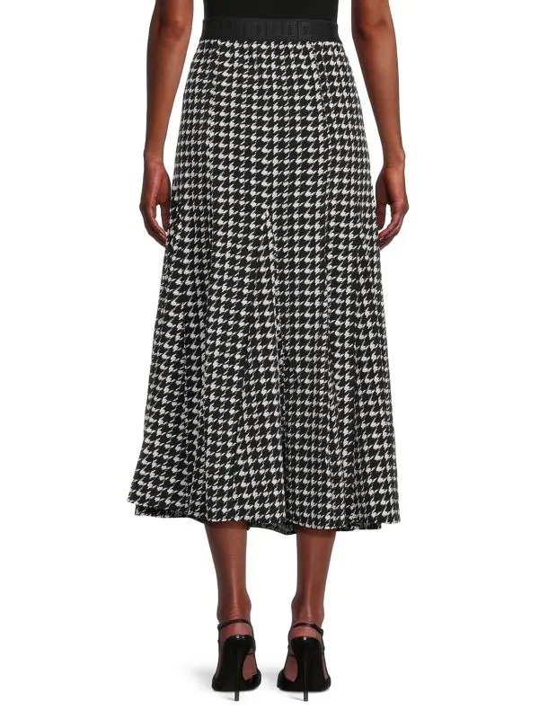 ​Houndstooth Pleated Maxi Skirt
