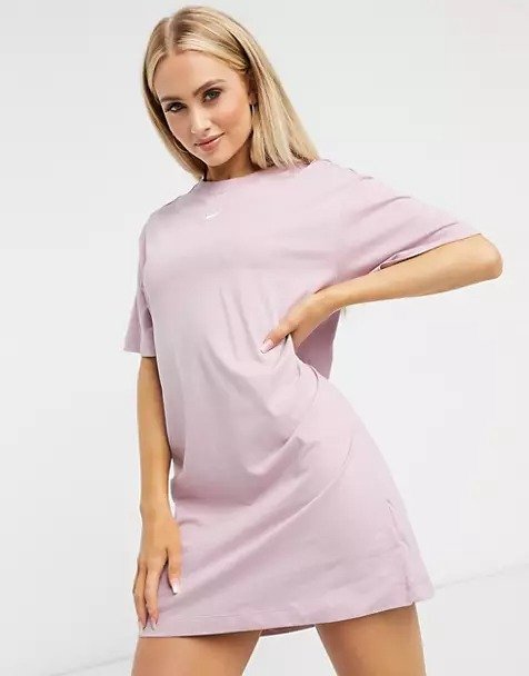 mini Swoosh oversized T-shirt dress in light pink | ASOS
