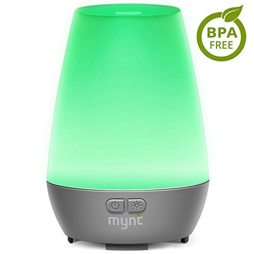 Mynt Essential Oil Diffuser Cool Mist 100ml Humidifier 10+ Hours with 7 Colors LED Lights BPA Free Waterless Auto Shut-off for Home Office Bedroom Baby Room