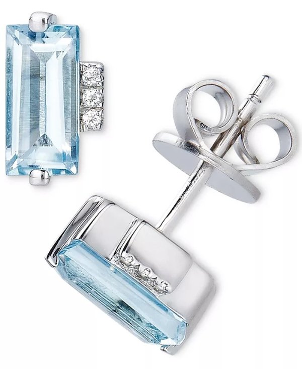 Sky Blue Topaz (2 ct. t.w.) & White Topaz Accent Stud Earrings in Sterling Silver (Also Available in Amethyst)