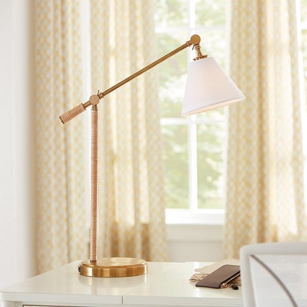 Desta Rattan & Brass Adjustable Study Table Task Lamp