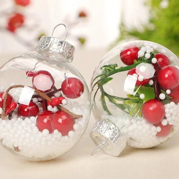 SHEIN SHEIN 5pcs Christmas Decorative Ball, Transparent Plastic